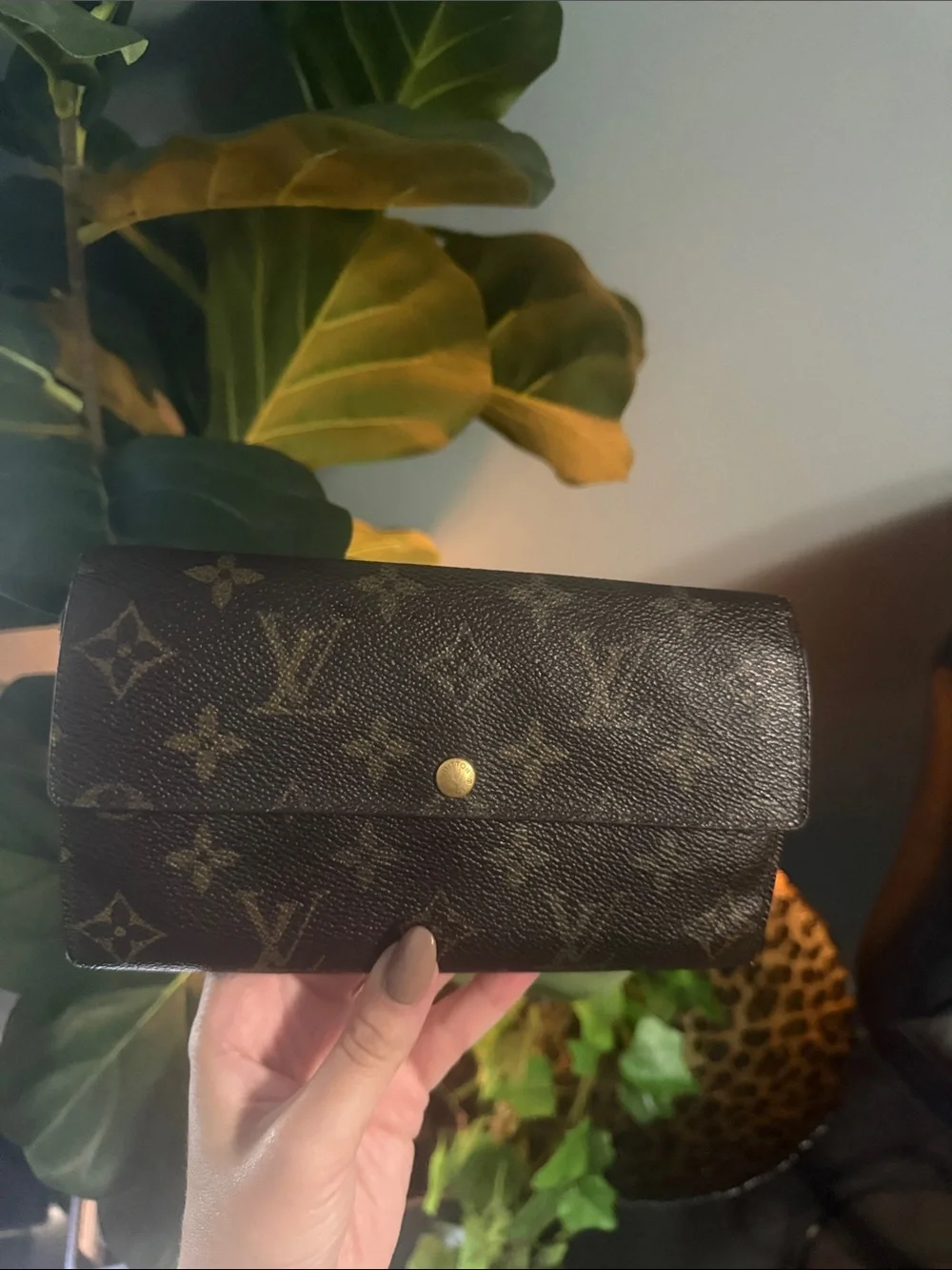Louis Vuitton Monogram Canvas Flap Wallet - Dark Brown with Gold Hardware
